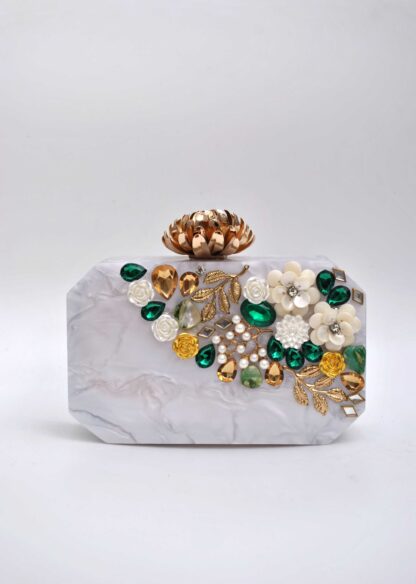 Clutch joya blanco nácar
