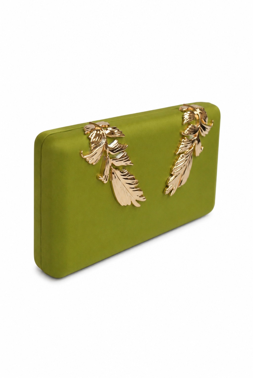 Clutch raso verde pistacho y oro - Imagen 2