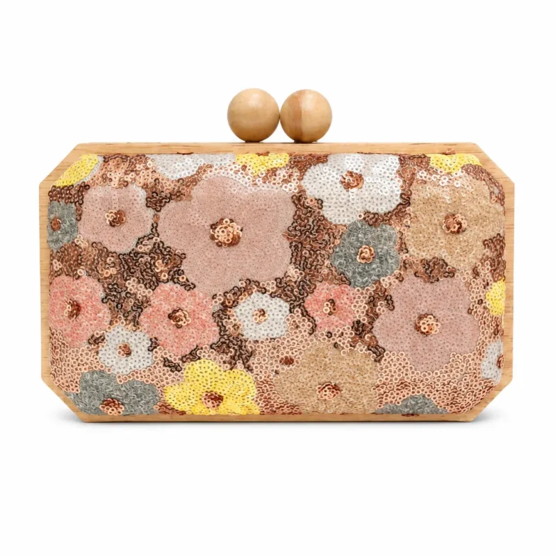 Clutch lentejuelas flores