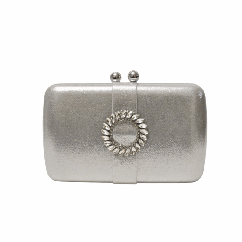Clutch plateado joya