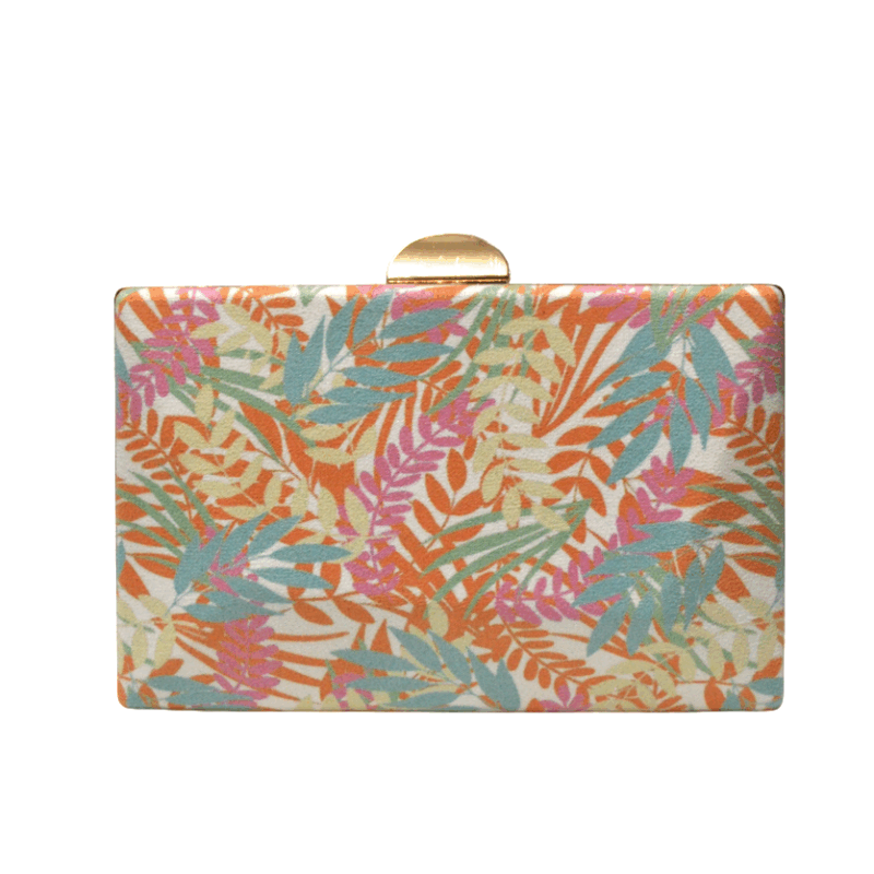 Bolso clutch estampado hojas