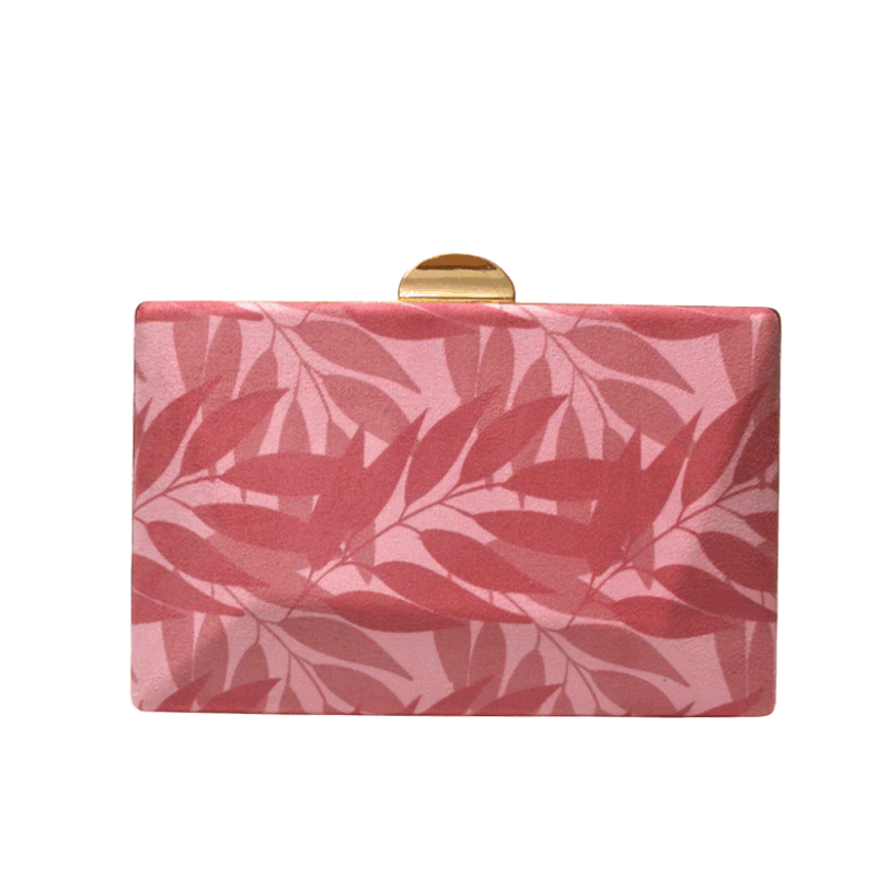 Bolso clutch hojas rosas