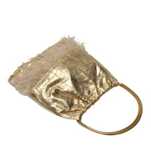 Bolso clutch dorado plumas