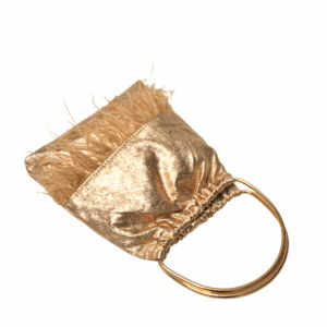 Clutch oro rosa plumas