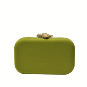 Clutch raso lima y oro