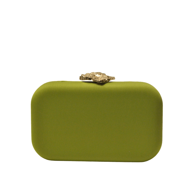 Clutch raso lima y oro