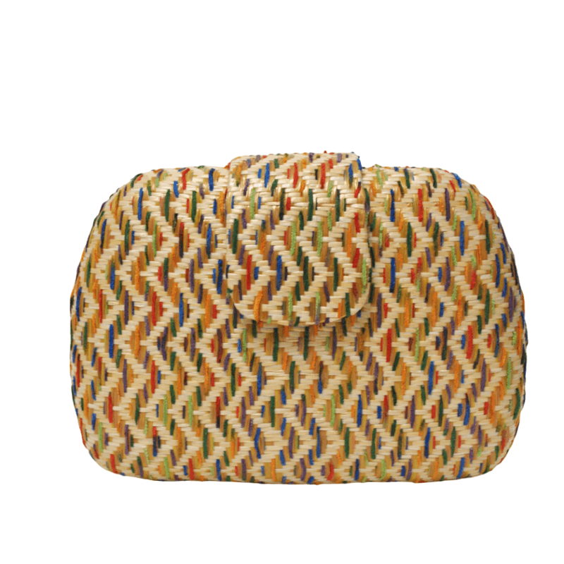 Clutch rafia combi multicolor
