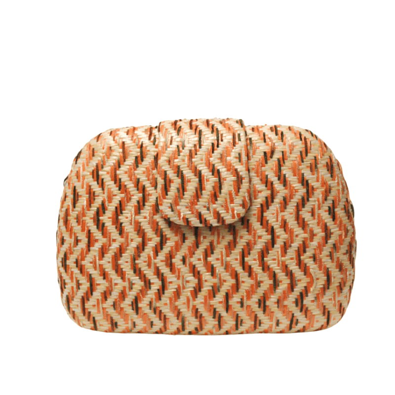 Clutch rafia combi naranja