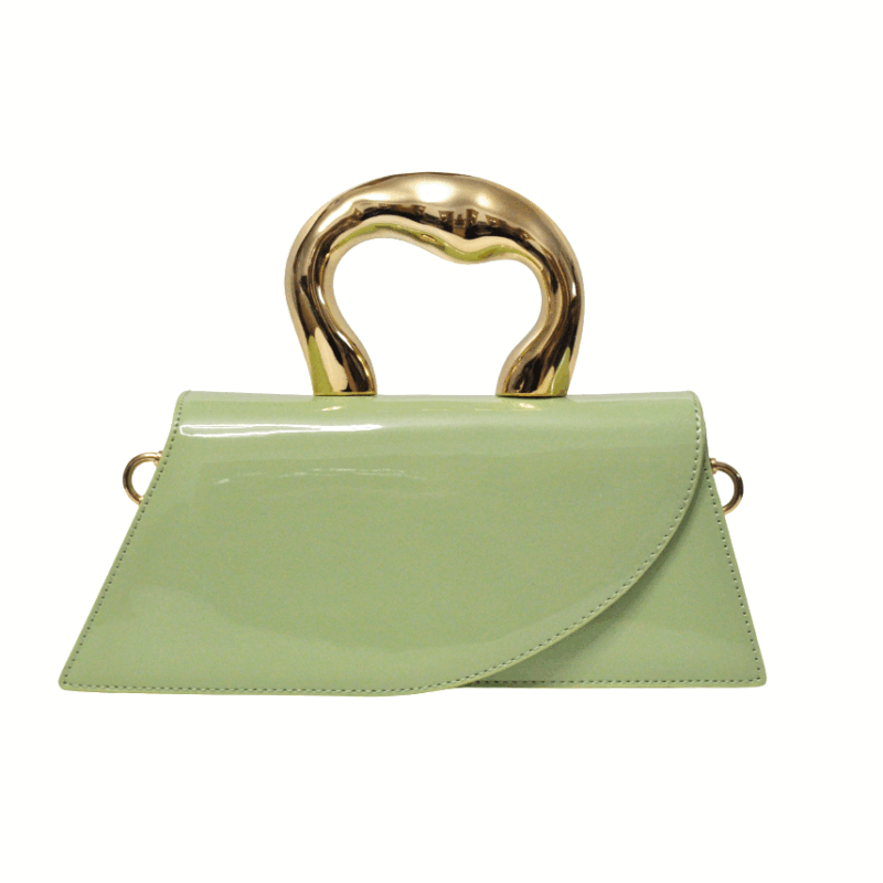 Clutch verde menta charol asa