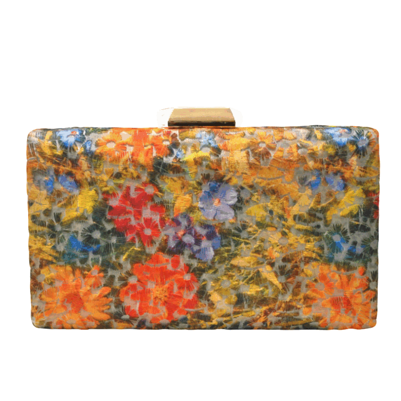 Clutch bordado flores multi