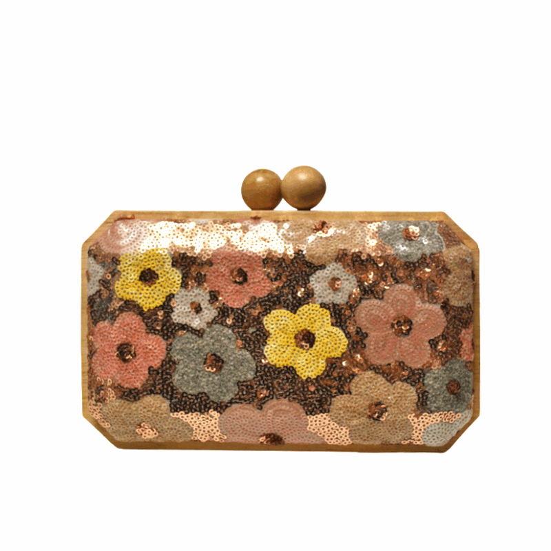 Clutch lentejuelas flores