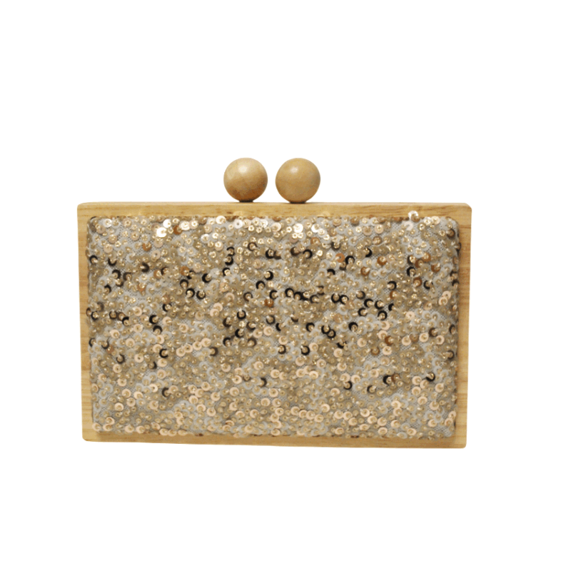 Clutch lentejuelas doradas