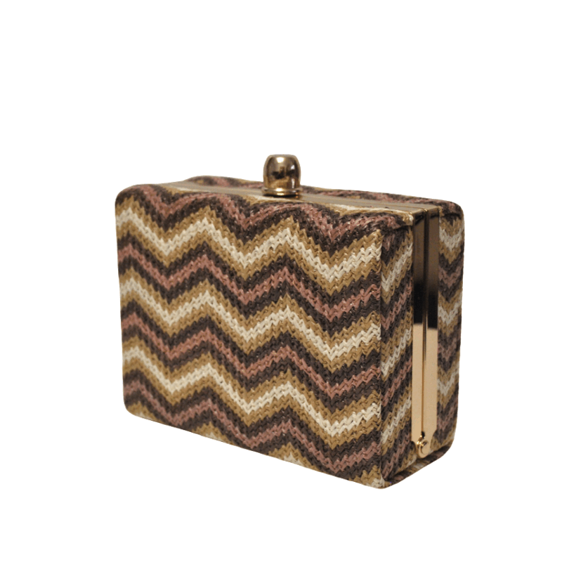 Bolso clutch rafia geometrica