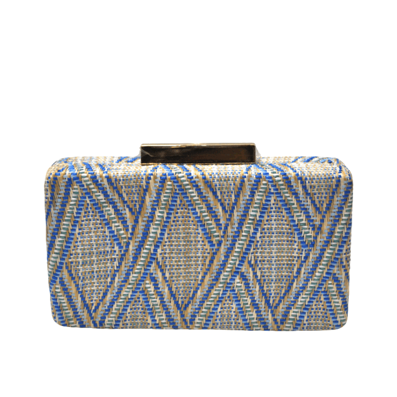 Clutch rafia azul combi