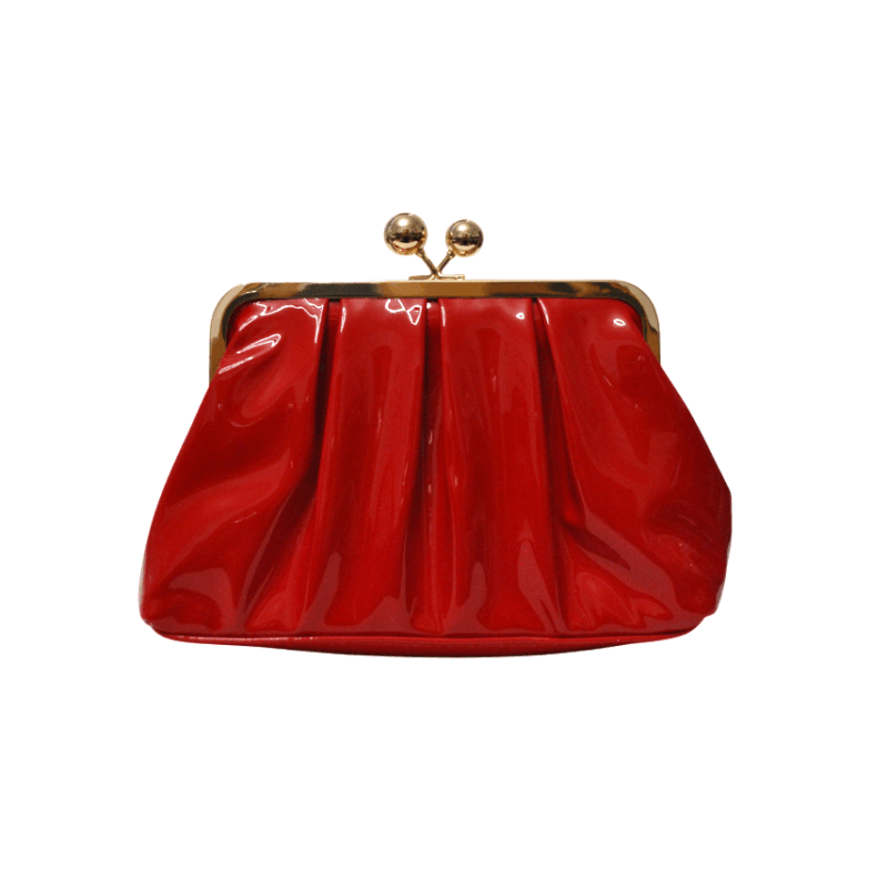 Clutch rojo charol broche