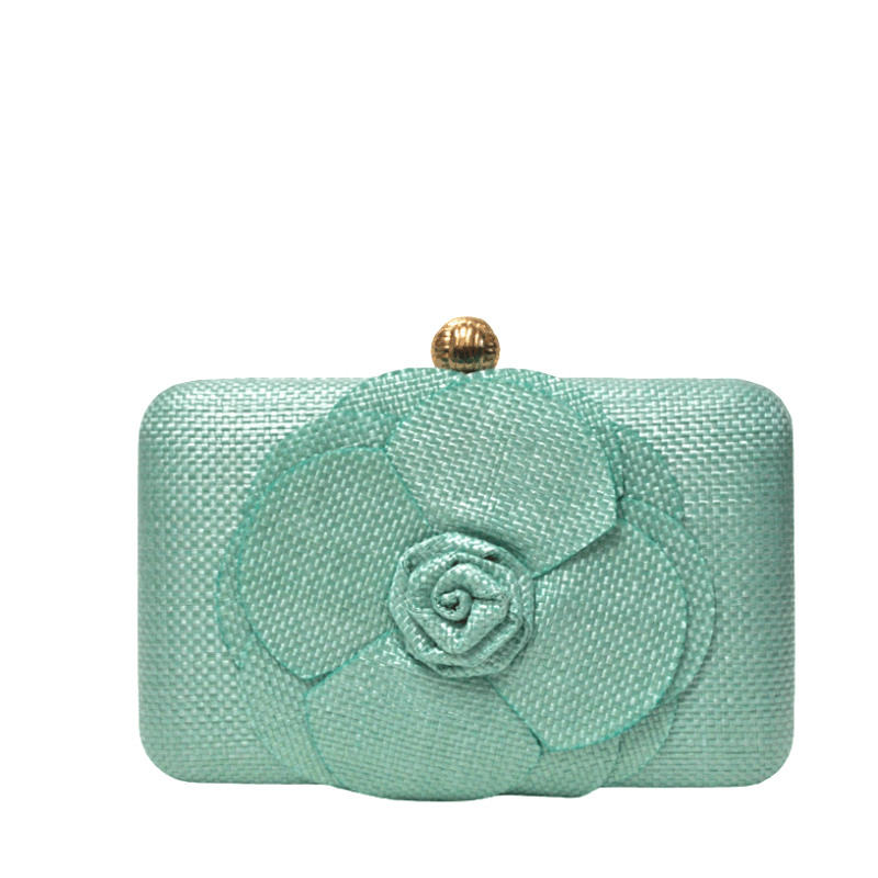 Clutch rafia verde agua