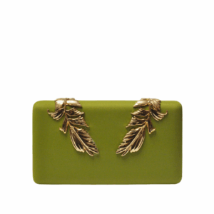 Clutch raso lima hojas oro