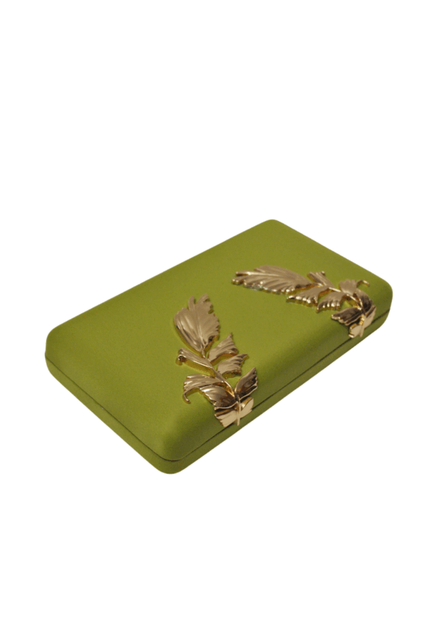 Clutch raso lima hojas oro - Imagen 2