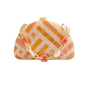 Clutch nácar naranja y beige