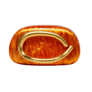 Clutch nácar naranja y metal