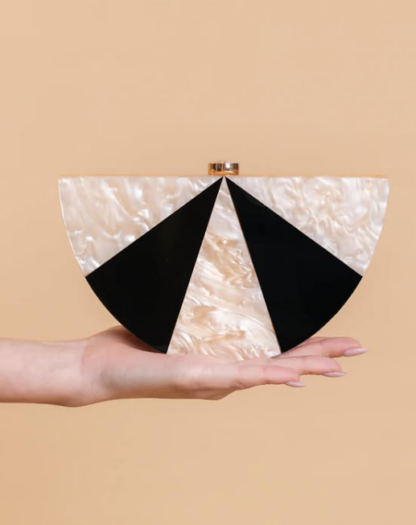 Clutch nácar beige y negro - Imagen 2