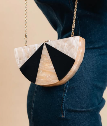 Clutch nácar beige y negro - Imagen 3