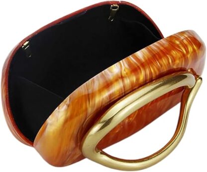 Clutch nácar naranja y metal - Imagen 3
