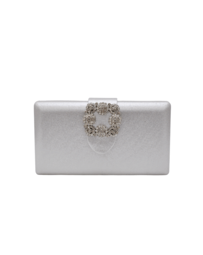 Clutch plateado broche cristal