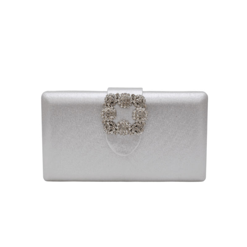 Clutch plateado broche cristal