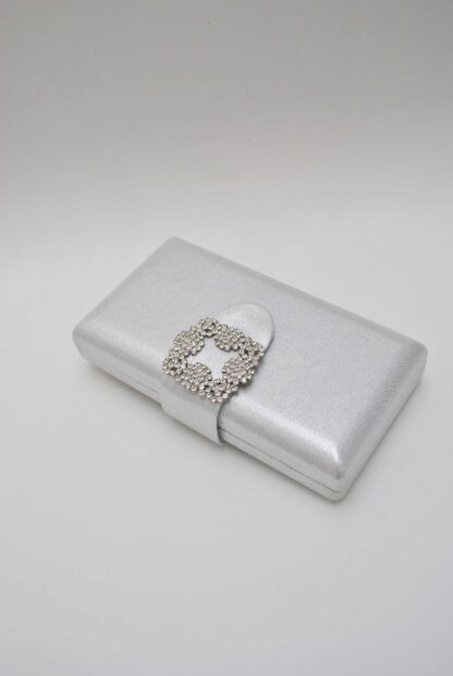 Clutch plateado broche cristal - Imagen 2
