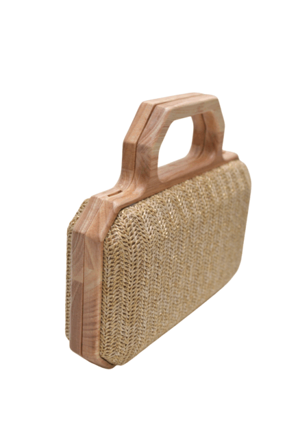 Clutch rafia y asa madera - Imagen 2