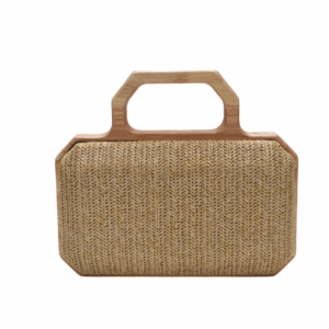 Clutch rafia y asa madera