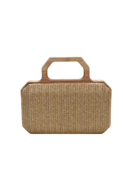 Clutch rafia y asa madera