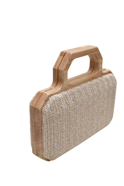 Clutch rafia oro y madera - Imagen 2