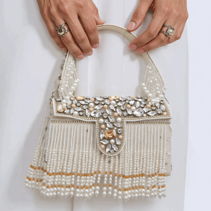 Clutch asa perlas y pedrería