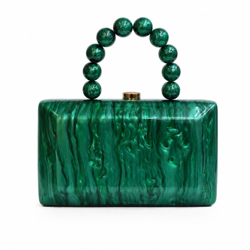 Clutch nácar verde con asa
