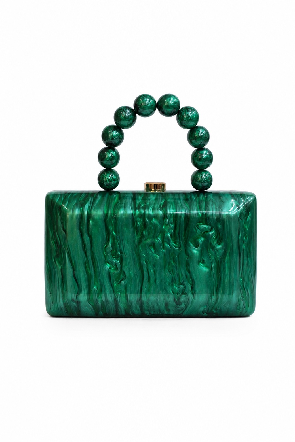 Clutch nácar verde con asa