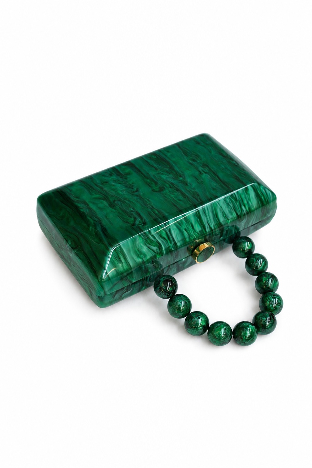 Clutch nácar verde con asa - Imagen 2