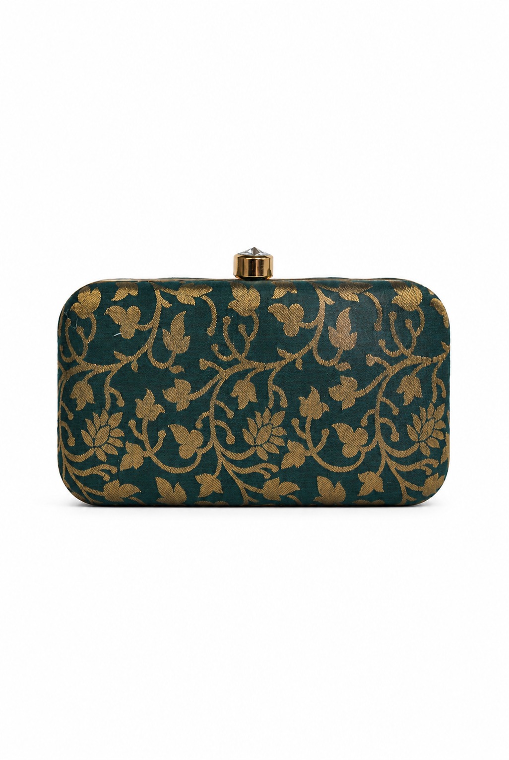 Clutch verde flores doradas