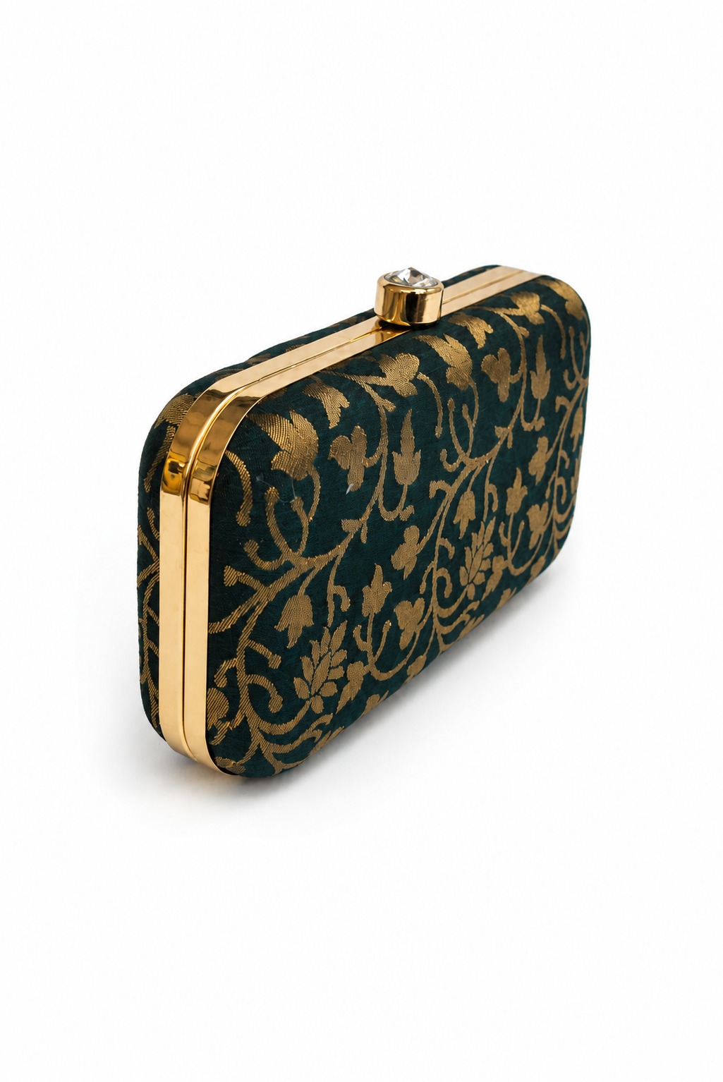 Clutch verde flores doradas - Imagen 2