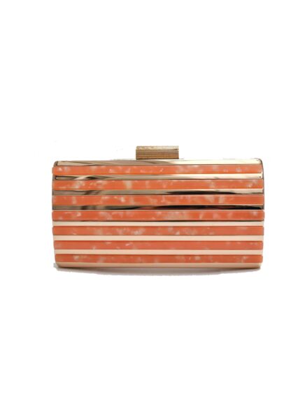 Clutch nácar naranja y oro