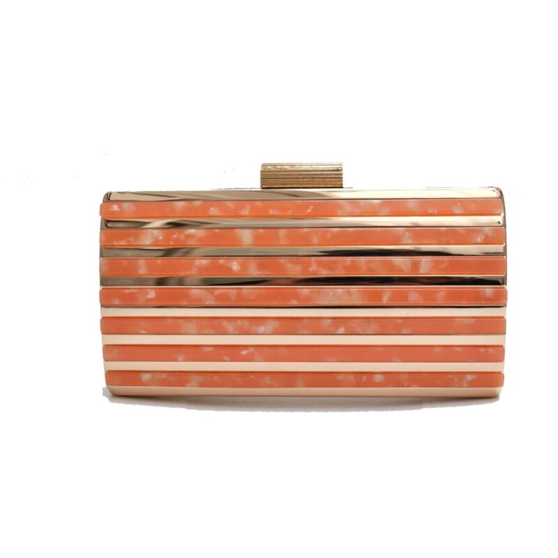 Clutch nácar naranja y oro