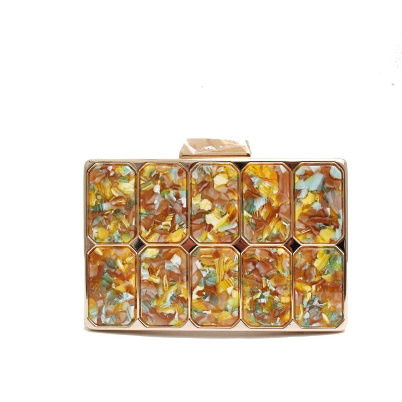 Clutch nácar mostaza combi