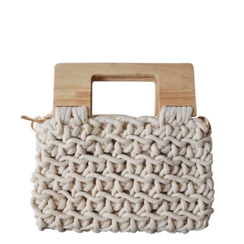 Bolso de crochét y madera