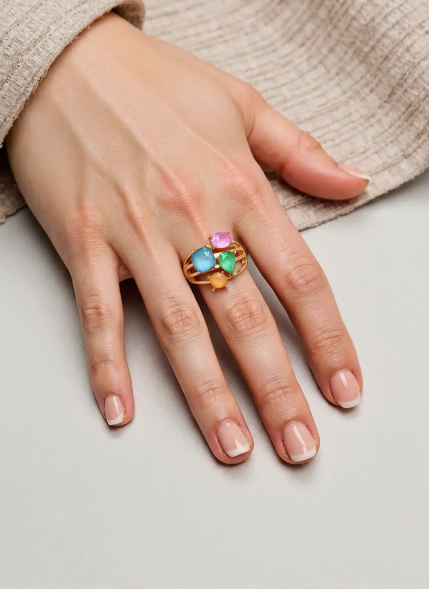 Anillo elástico cristales multicolor - Imagen 2