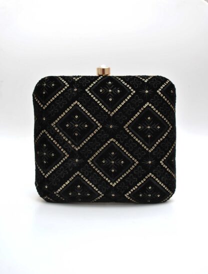 Clutch negro terciopelo bordados