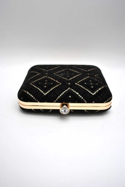 Clutch negro terciopelo bordados - Imagen 4