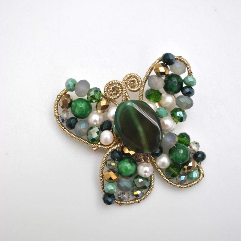 Broche mariposa verde