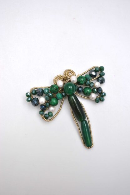 Broche libélula verde