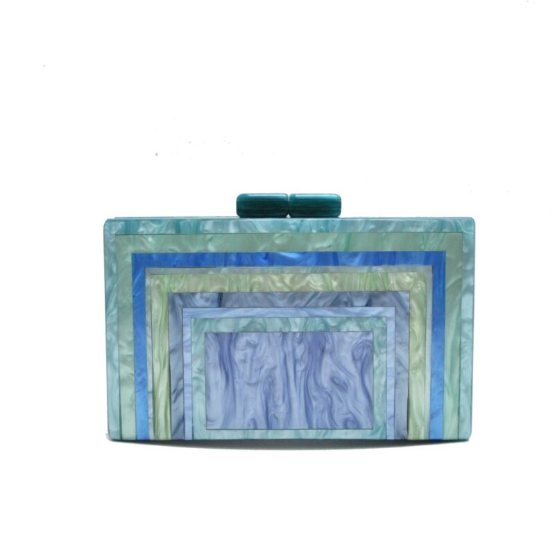 Clutch nácar azul combi